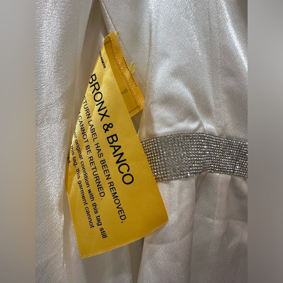 Bronx and Banco NWOT Lana Bridal White Rhinestone Corset Wrap Dress Sz M 4-6 - Picture 10 of 17